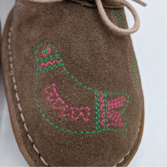 Camper "Twins" Brown Suede Embroidered Closed Toe Wedges - Picture 13 of 13